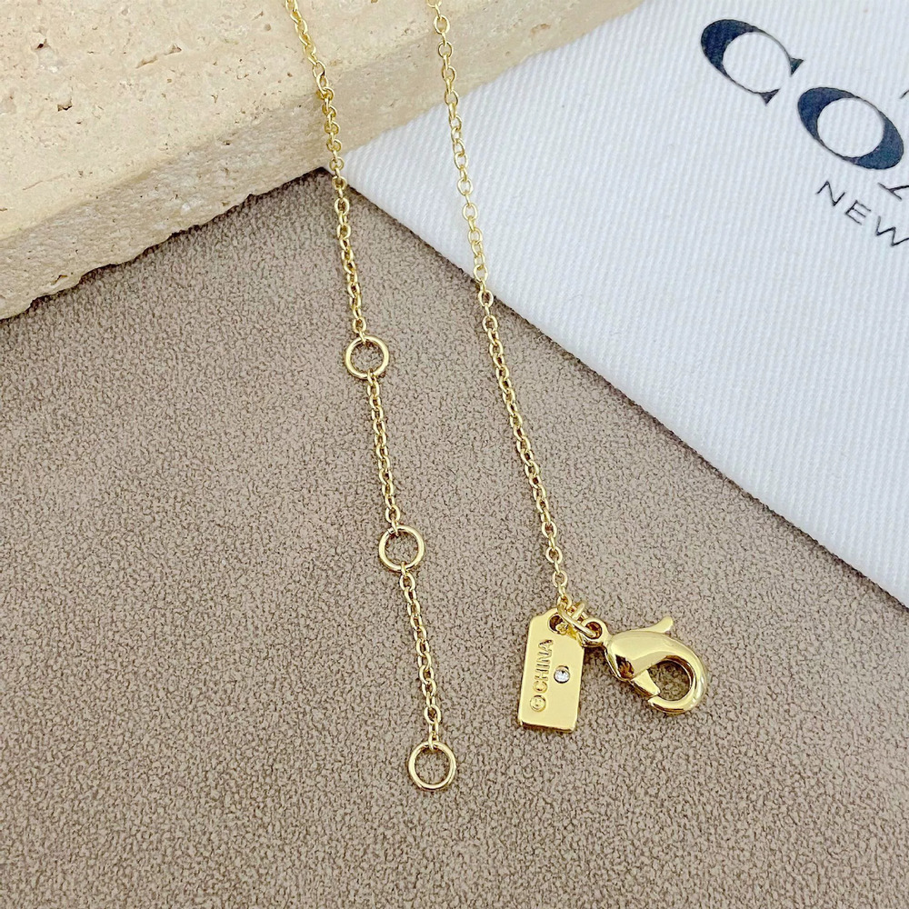 Coach Rhinestone Geometric Round 3 Rings Removable Metal Necklace - Picture 3 of 7